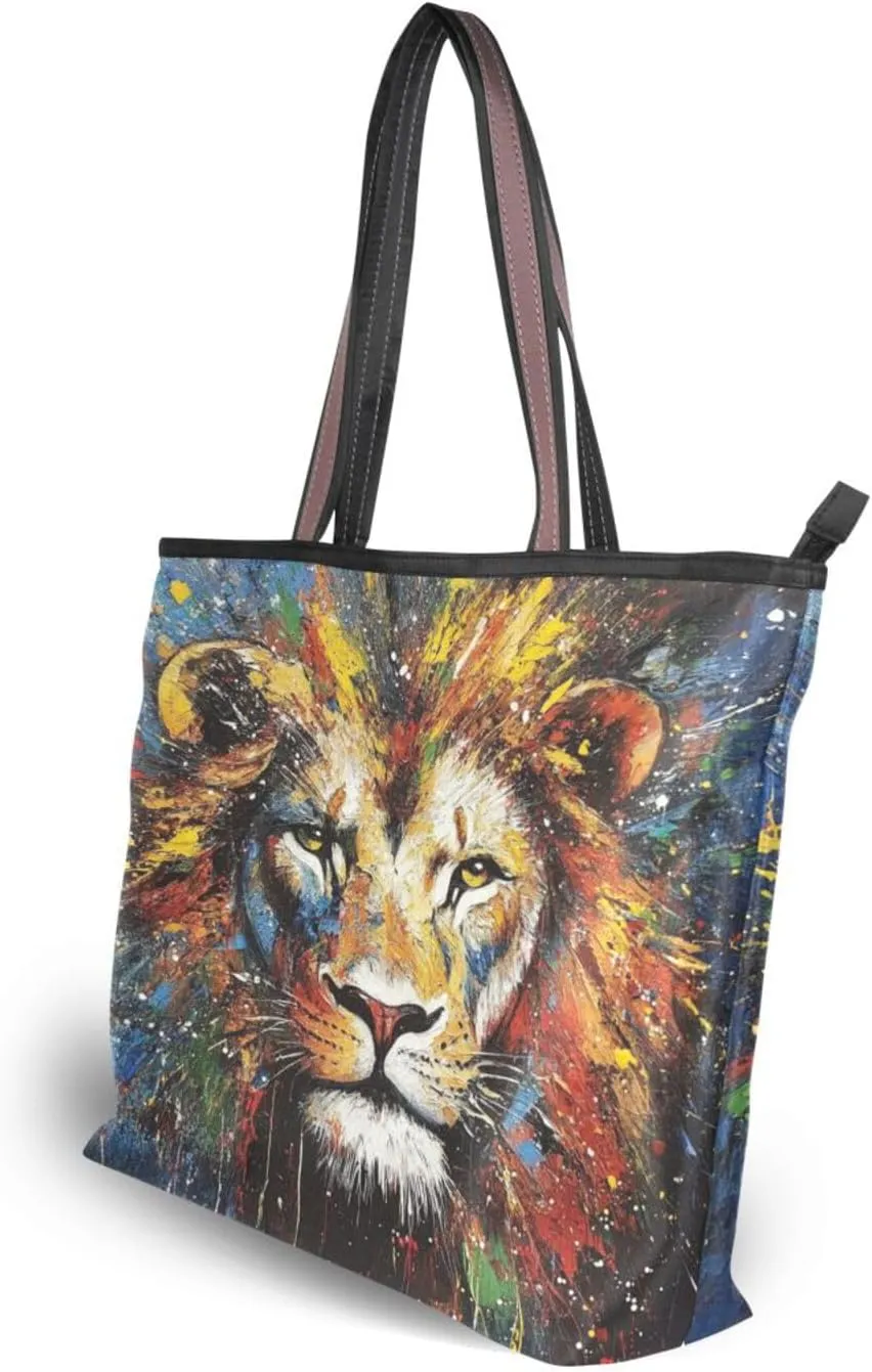 JSTEL Tote Bag for Women with Zipper,Polyester Tote Purse Holiday Tote Bag Work Handbag Women Gift