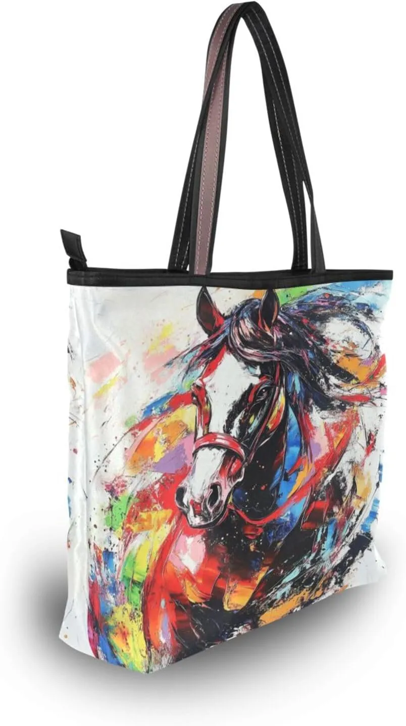 JSTEL Tote Bag for Women with Zipper,Polyester Tote Purse Holiday Tote Bag Work Handbag Women Gift