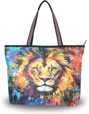 JSTEL Tote Bag for Women with Zipper,Polyester Tote Purse Holiday Tote Bag Work Handbag Women Gift