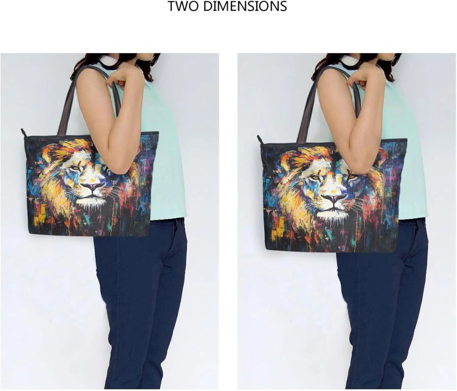 JSTEL Tote Bag for Women with Zipper,Polyester Tote Purse Holiday Tote Bag Work Handbag Women Gift