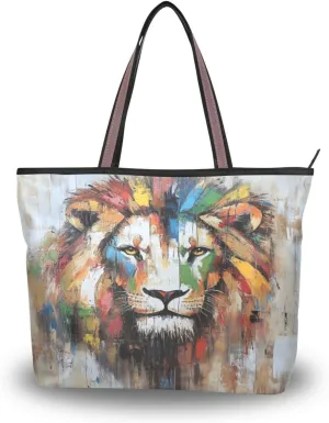 JSTEL Tote Bag for Women with Zipper,Polyester Tote Purse Holiday Tote Bag Work Handbag Women Gift