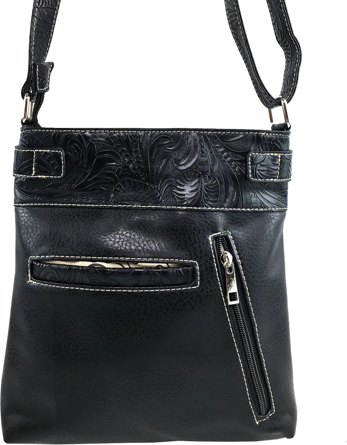 Justin West Women's Rhinestone Skull Crossbones with Angel Wings Shoulder Handbag