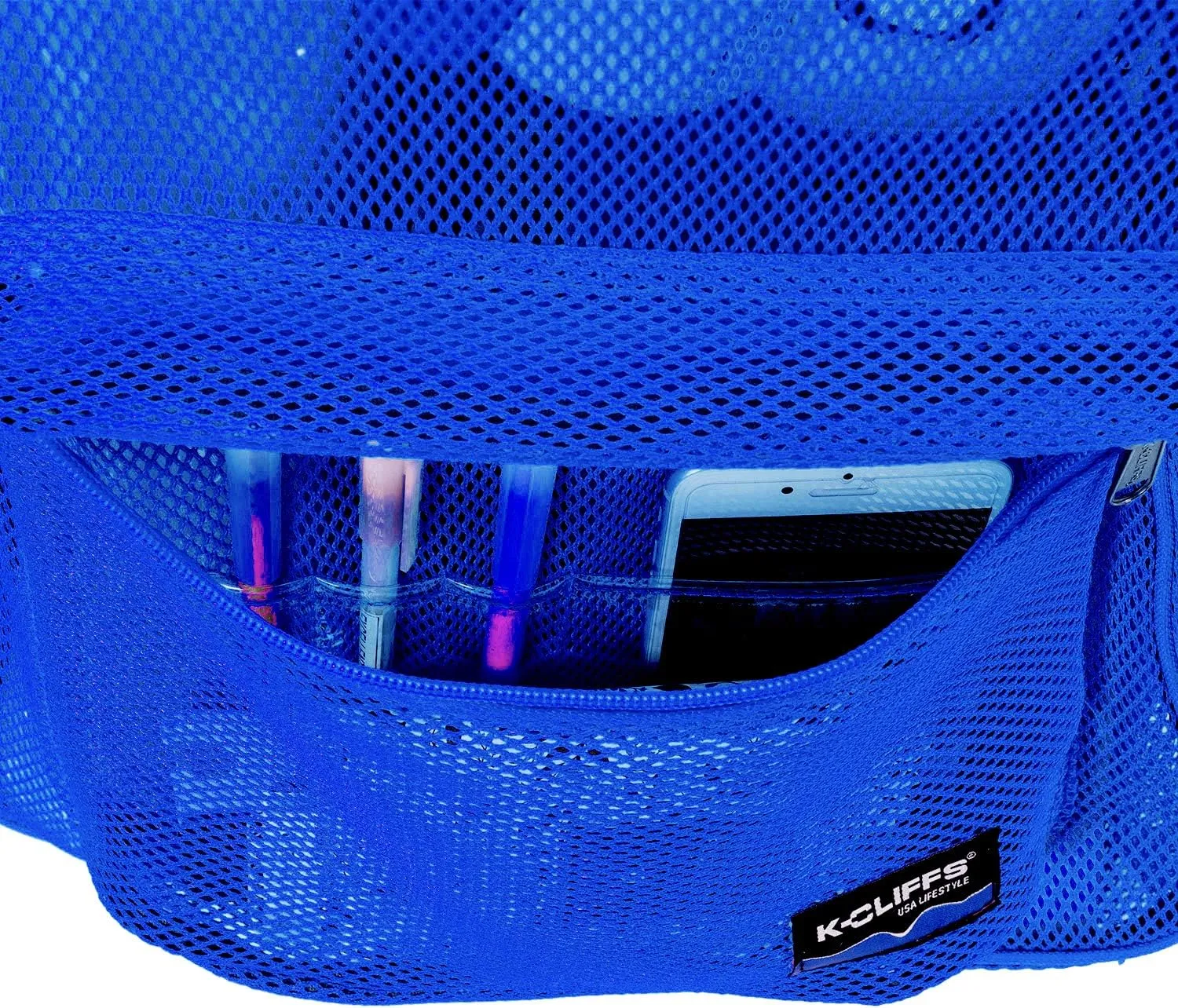 K-Cliffs Heavy Duty Mesh Backpack Quality Classic Student Net Bookbag Durable See Through Simple Netting Daypack Basic School Bag Royal Blue