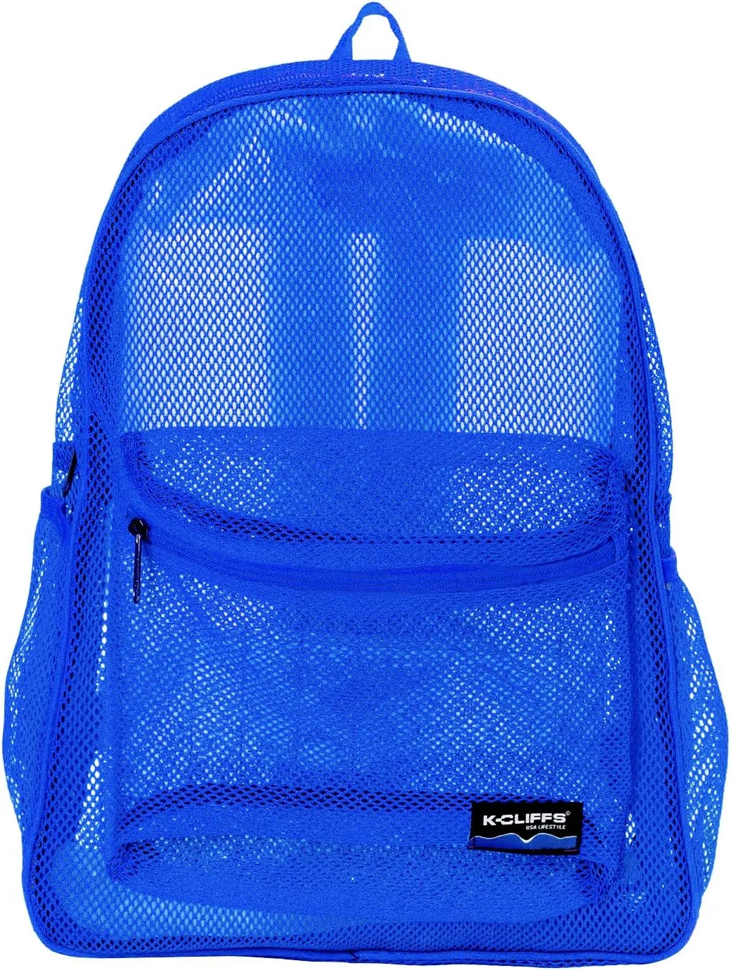 K-Cliffs Heavy Duty Mesh Backpack Quality Classic Student Net Bookbag Durable See Through Simple Netting Daypack Basic School Bag Royal Blue