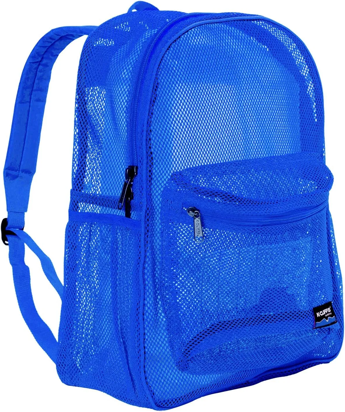 K-Cliffs Heavy Duty Mesh Backpack Quality Classic Student Net Bookbag Durable See Through Simple Netting Daypack Basic School Bag Royal Blue