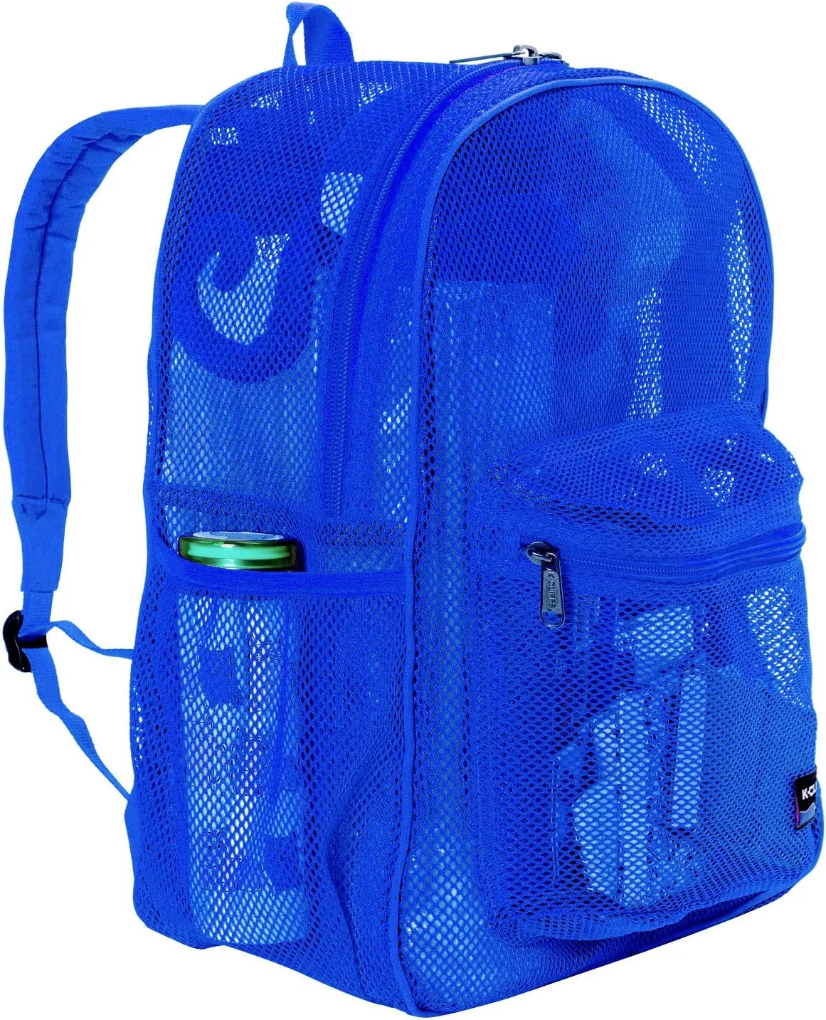 K-Cliffs Heavy Duty Mesh Backpack Quality Classic Student Net Bookbag Durable See Through Simple Netting Daypack Basic School Bag Royal Blue
