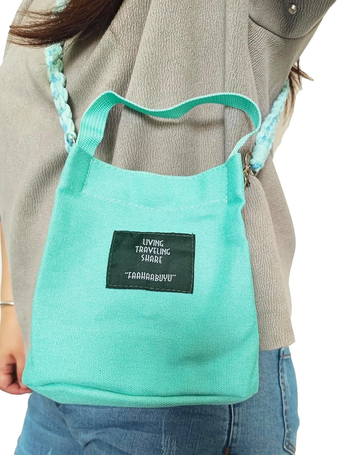 kiido Women's Small Crossbody Shoulder bag Cute Boho Tote handbag With Removable Multi-uses Macrame Strap