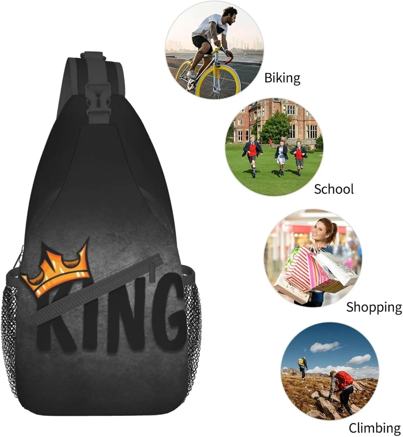 King Shoulder Bag Lion Sling Backpack Daypack Casual Backpack Hiking Bag Men Backpack Bag