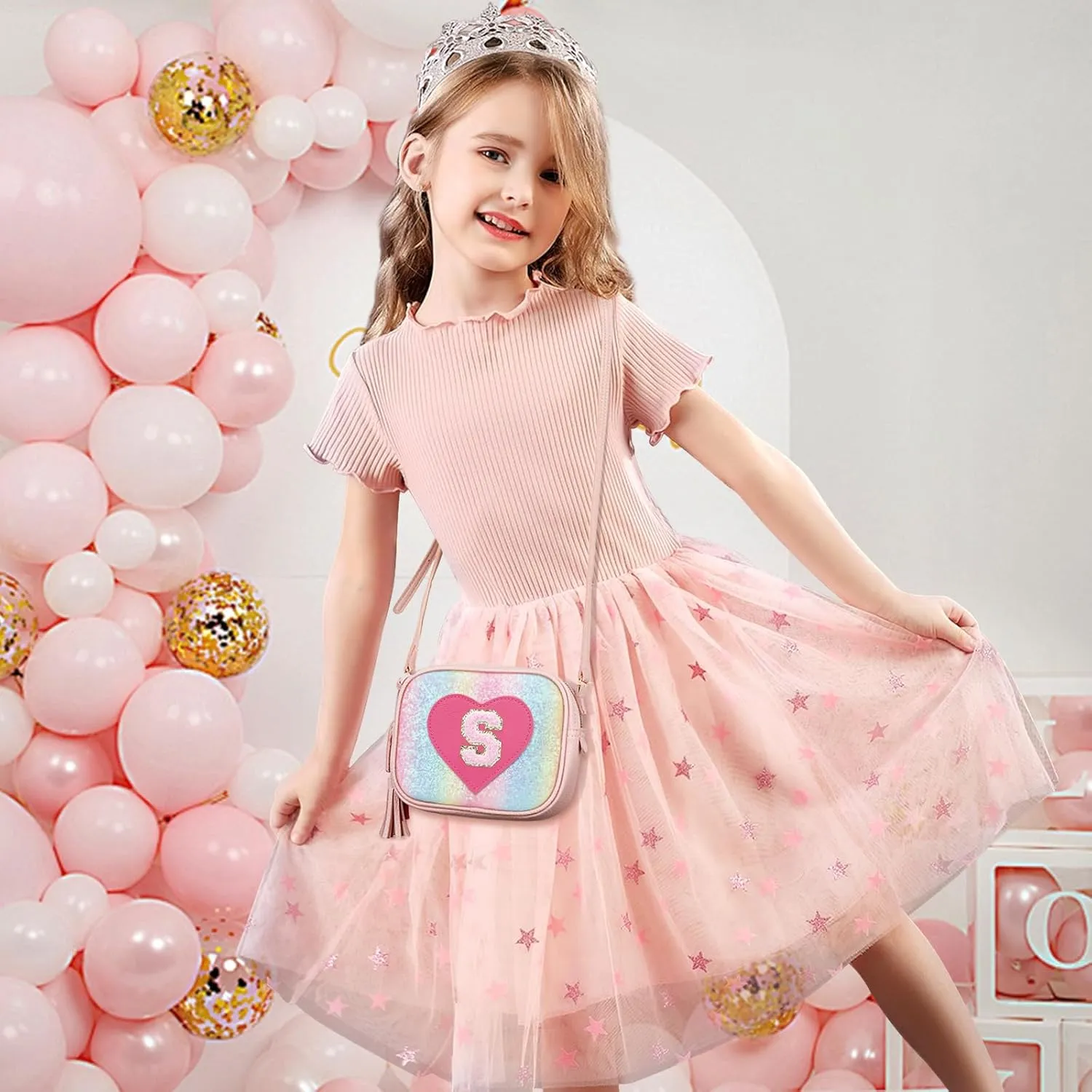 KKXIU 2 3 4 5 6 7 8 9 10 Year Old Girl Gift Kids Purse Toddler Wallet Crossbody Bag with Tassel