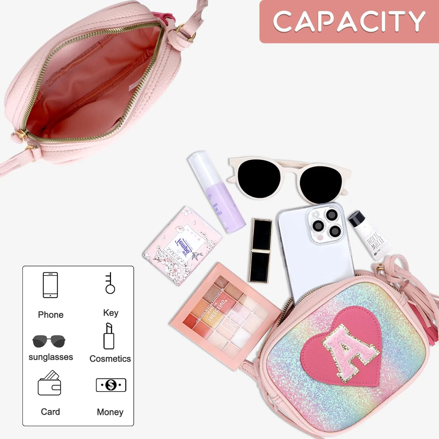 KKXIU 2 3 4 5 6 7 8 9 10 Year Old Girl Gift Kids Purse Toddler Wallet Crossbody Bag with Tassel