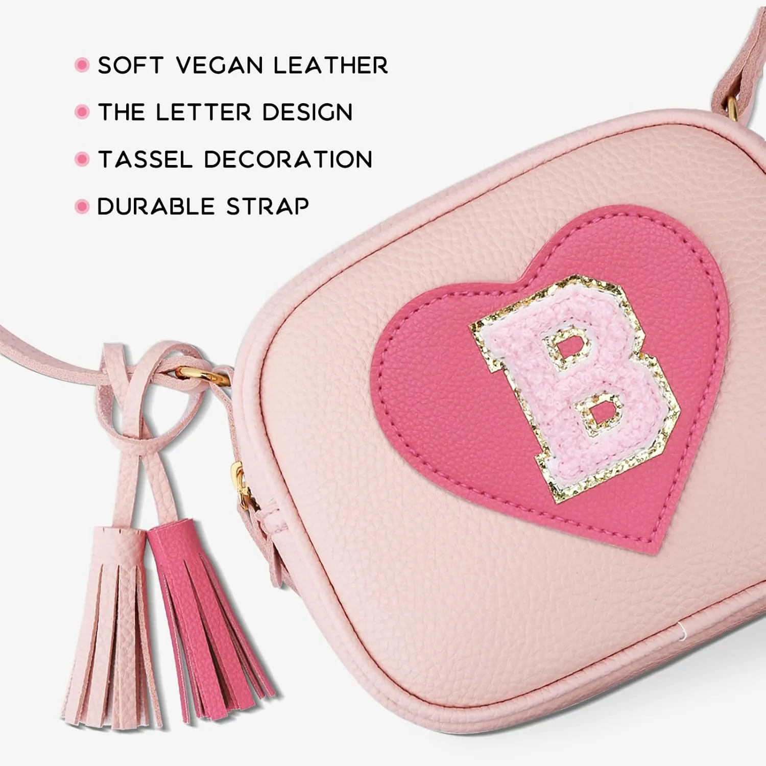 KKXIU Kids Purse Toddler Gifts for Girls and Women Vegan Leather Tassel Crossbody Bag with Sunglasses