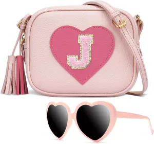 KKXIU Kids Purse Toddler Gifts for Girls and Women Vegan Leather Tassel Crossbody Bag with Sunglasses