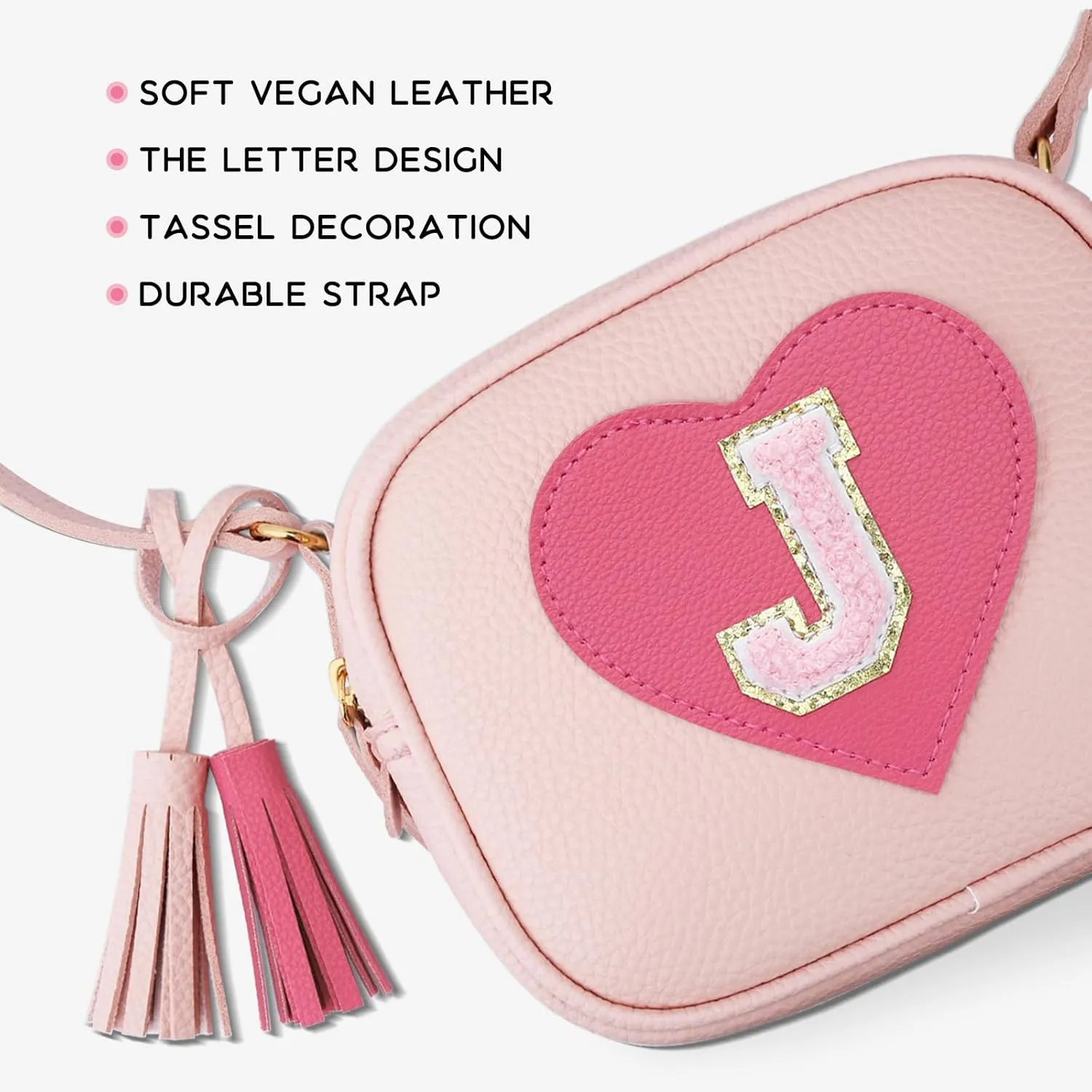 KKXIU Kids Purse Toddler Gifts for Girls and Women Vegan Leather Tassel Crossbody Bag with Sunglasses