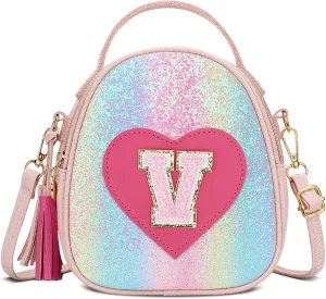 KKXIU Purse Gifts for Girls Cute Little Girl Crossbody Bag Heart Kids Small Backpack with Tassel (Shine-V)