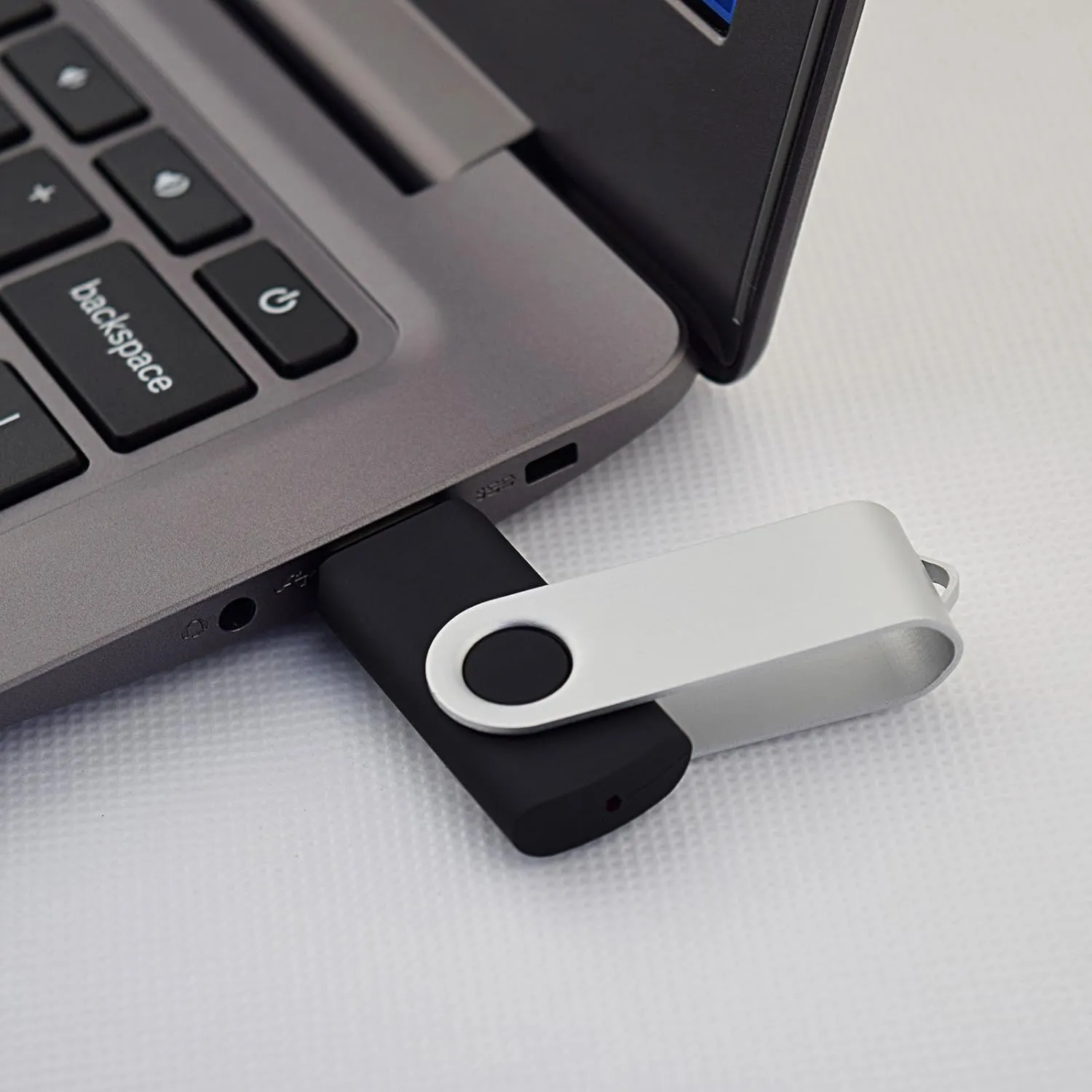 KOOTION Wholesale Bulk 50 Pack USB Flash Drive 128MB Flash Drive Thumb Drive Flash Drives Swivel Memory Stick, Black