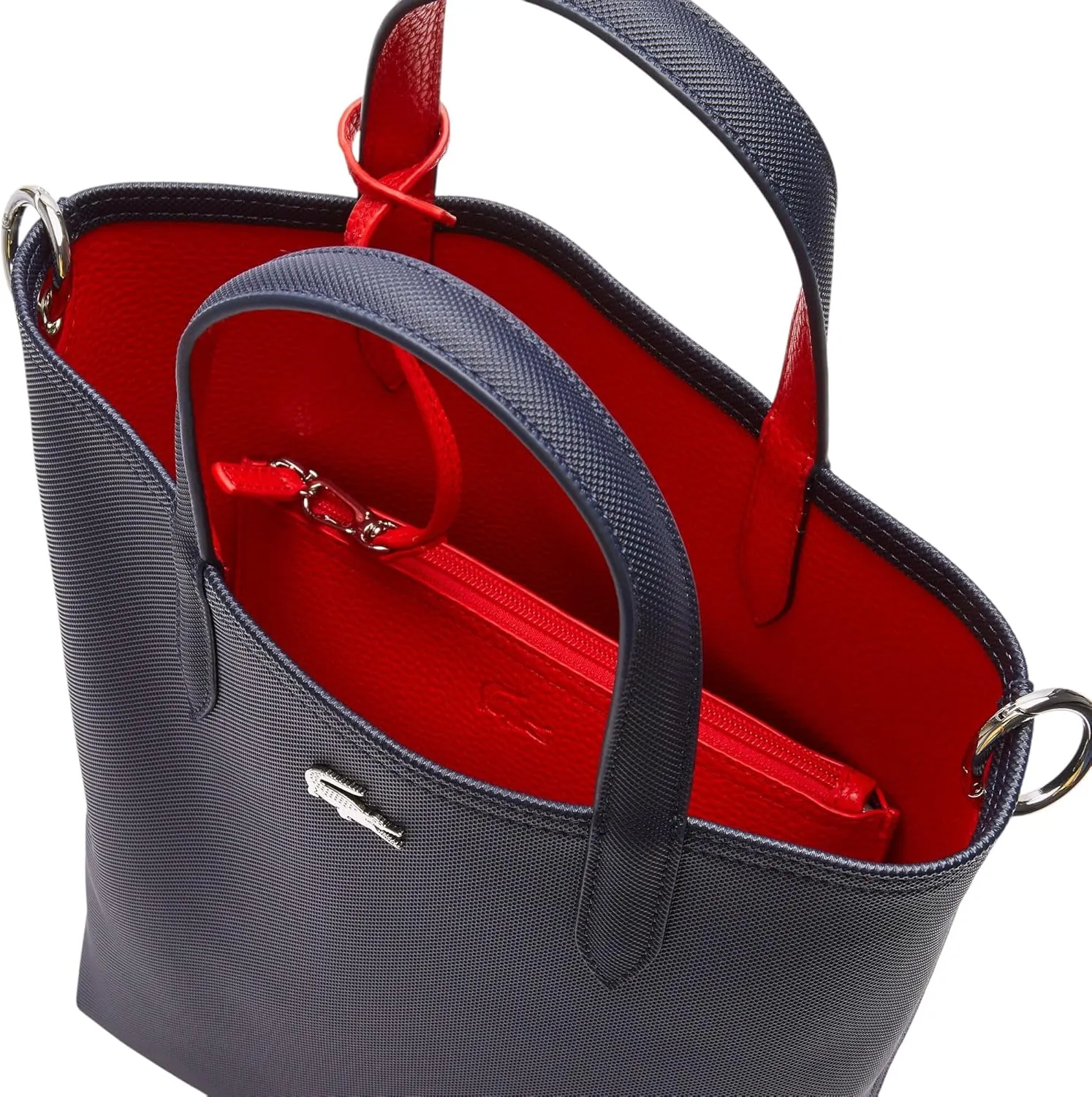 Lacoste Anna Reversible Coated Canvas Tote Bag and Detachable Pouch