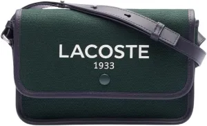 Lacoste Women's Heritage Canvas Flap Close Cotton Shoulder Bag, Sinople/Abysm, One Size
