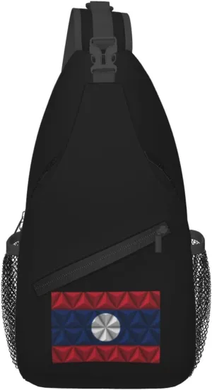 Laos Flag With Polygonal Effect Crossbody Bags For Women Men Chest Backpack Gym Shoulder Bag Travel Outdoor Sports Casual Crossbody Bags