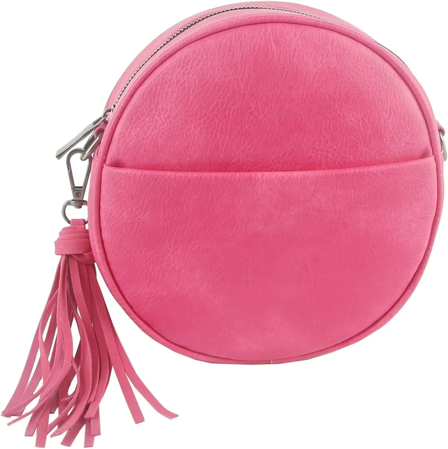Le Miel Mini Round Tassel Charm Vegan Leather Crossbody Shoulder Sling Bag for Women