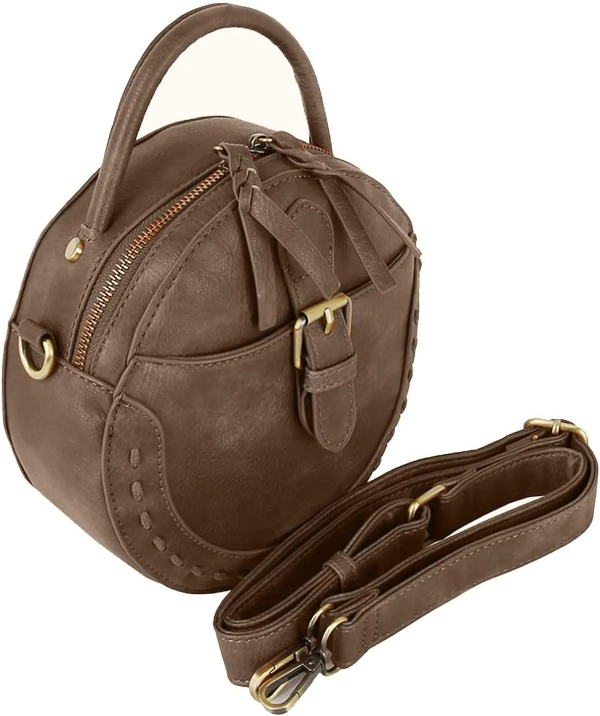 Le Miel Mini Round Tassel Charm Vegan Leather Crossbody Shoulder Sling Bag for Women
