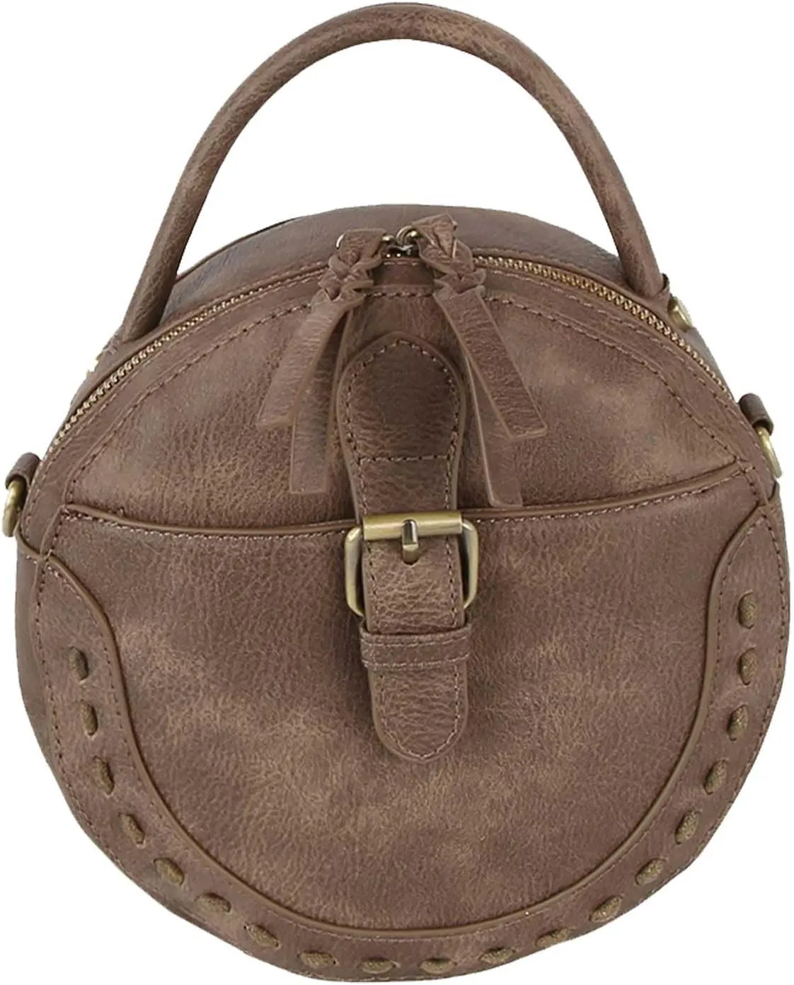Le Miel Mini Round Tassel Charm Vegan Leather Crossbody Shoulder Sling Bag for Women
