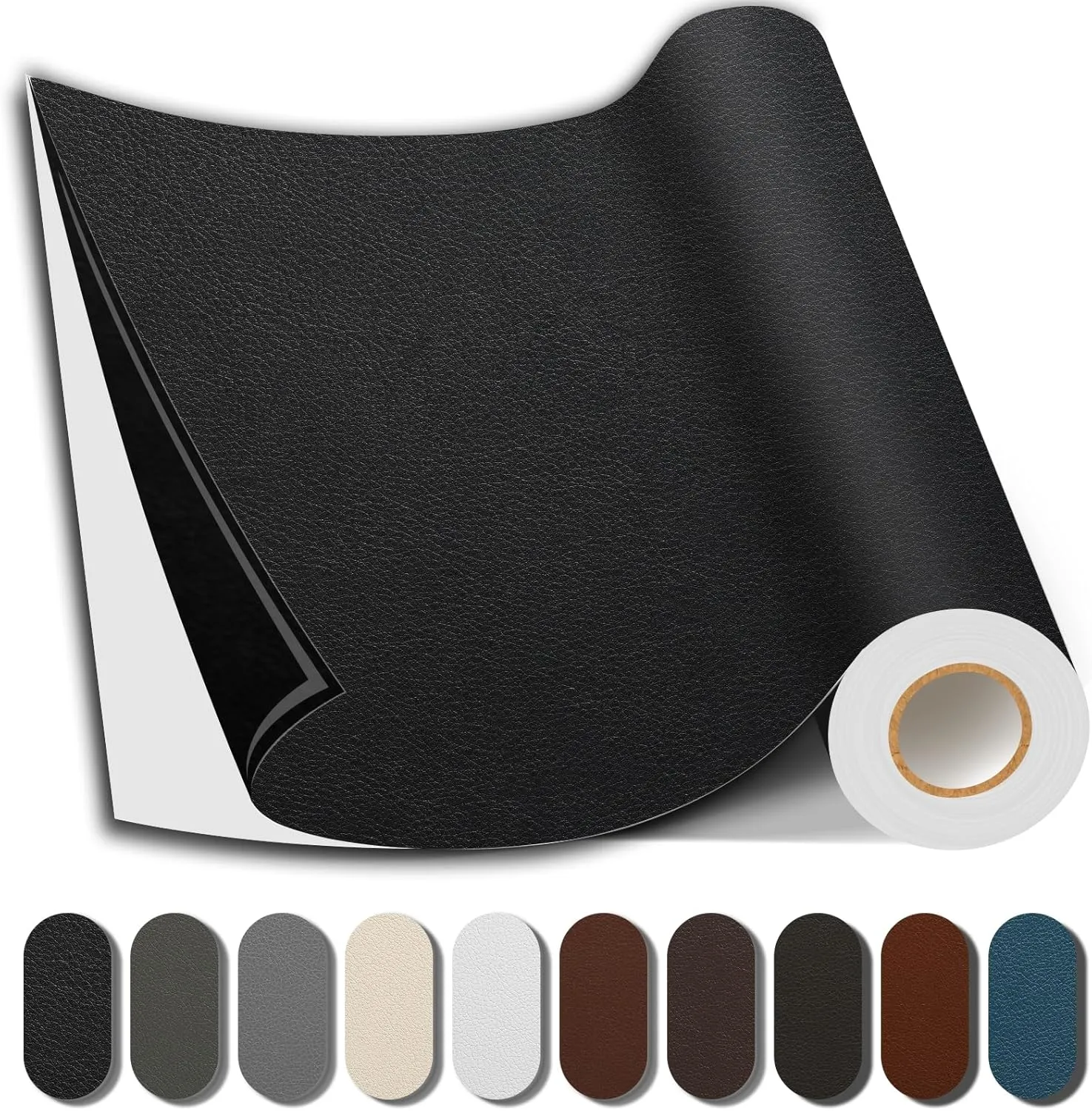 Leather Repair Patch, 17X79 Inch Repair Patch Self Adhesive Waterproof, DIY Large Leather Patches for Couches, Furniture, Kitchen Cabinets, Wall （Black, 17X79 Inch）