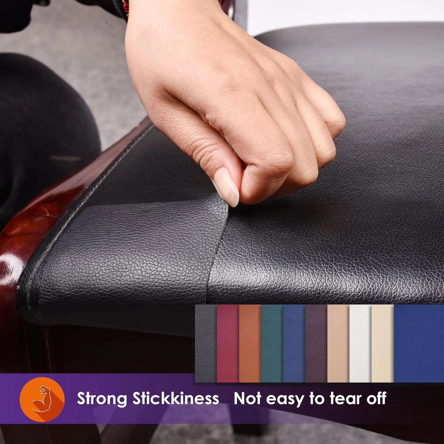 Leather Repair Patch Tape 4×60 inch Furniture Leather Strong Self Adhesive Tape for Sofas Couch Car Seats Cabinets Bags Anti Scratch Patches First Aid Patch Fixing Leather Black