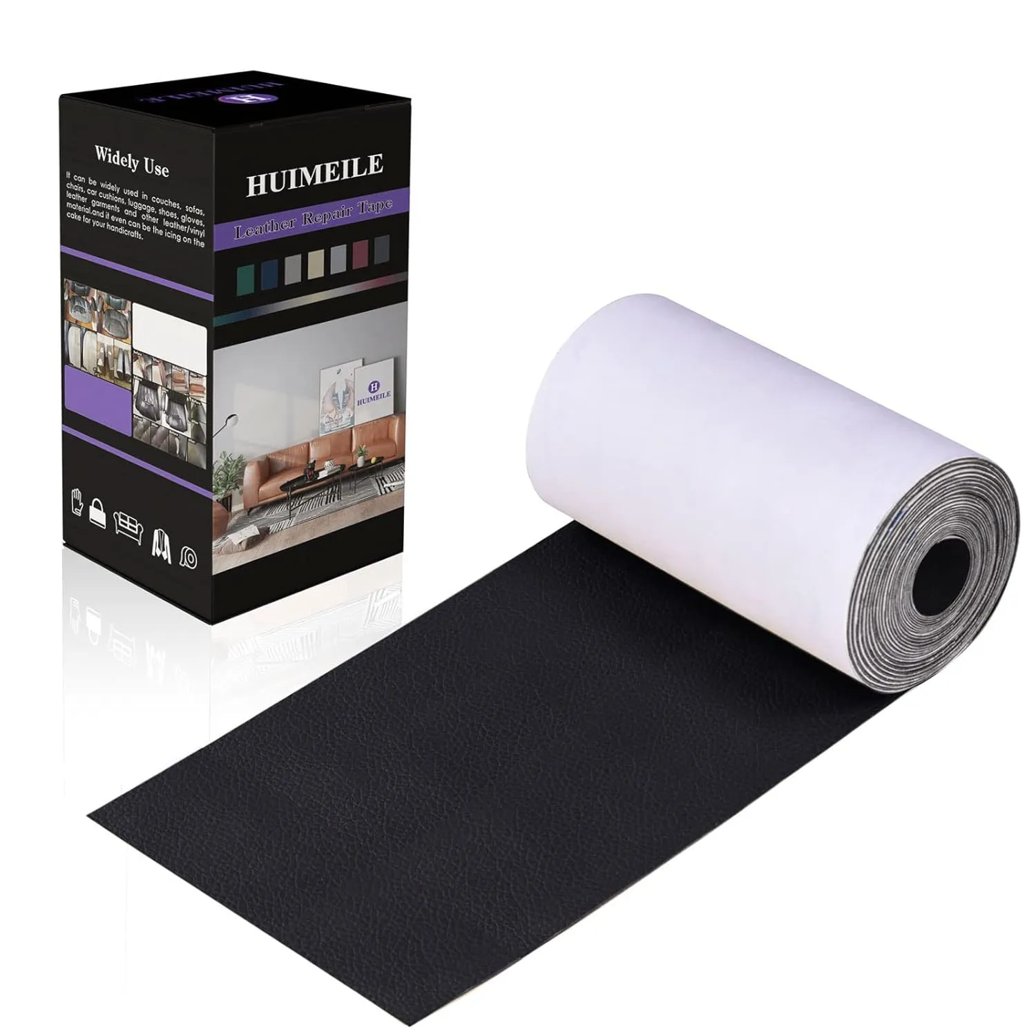 Leather Repair Patch Tape 4×60 inch Furniture Leather Strong Self Adhesive Tape for Sofas Couch Car Seats Cabinets Bags Anti Scratch Patches First Aid Patch Fixing Leather Black