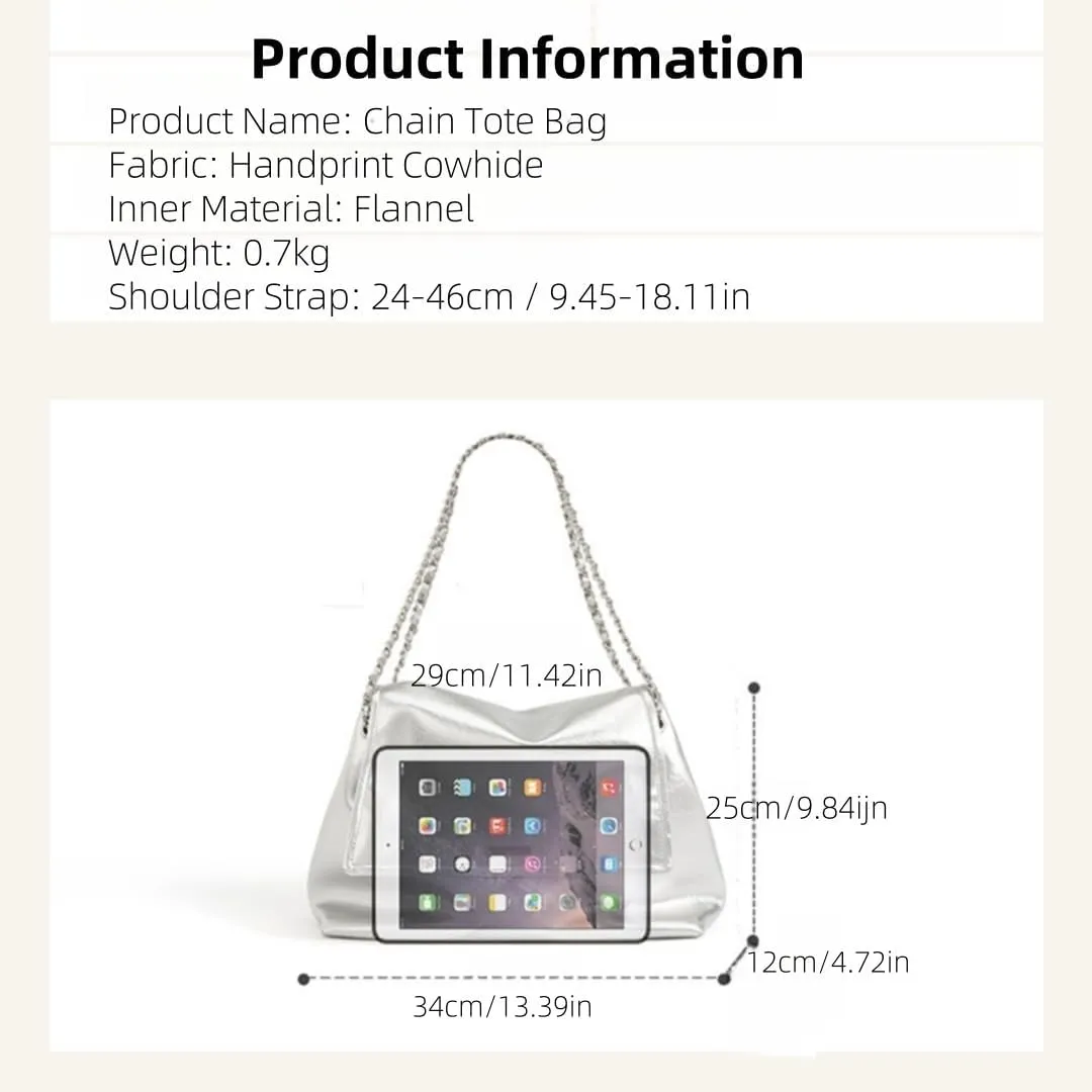 Leather women's high-end chain bag, new large-capacity shoulder tote bag