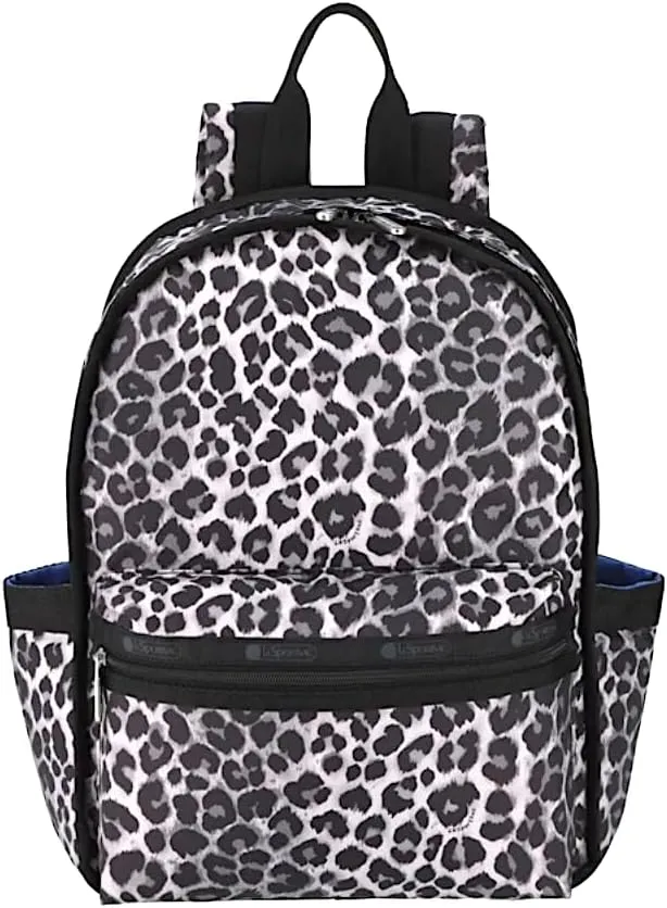 LeSportsac White Leopard Route Small Backpack, Black, Slate Grey & Light Grey
