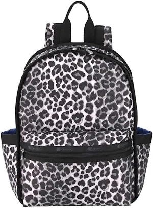 LeSportsac White Leopard Route Small Backpack, Black, Slate Grey & Light Grey