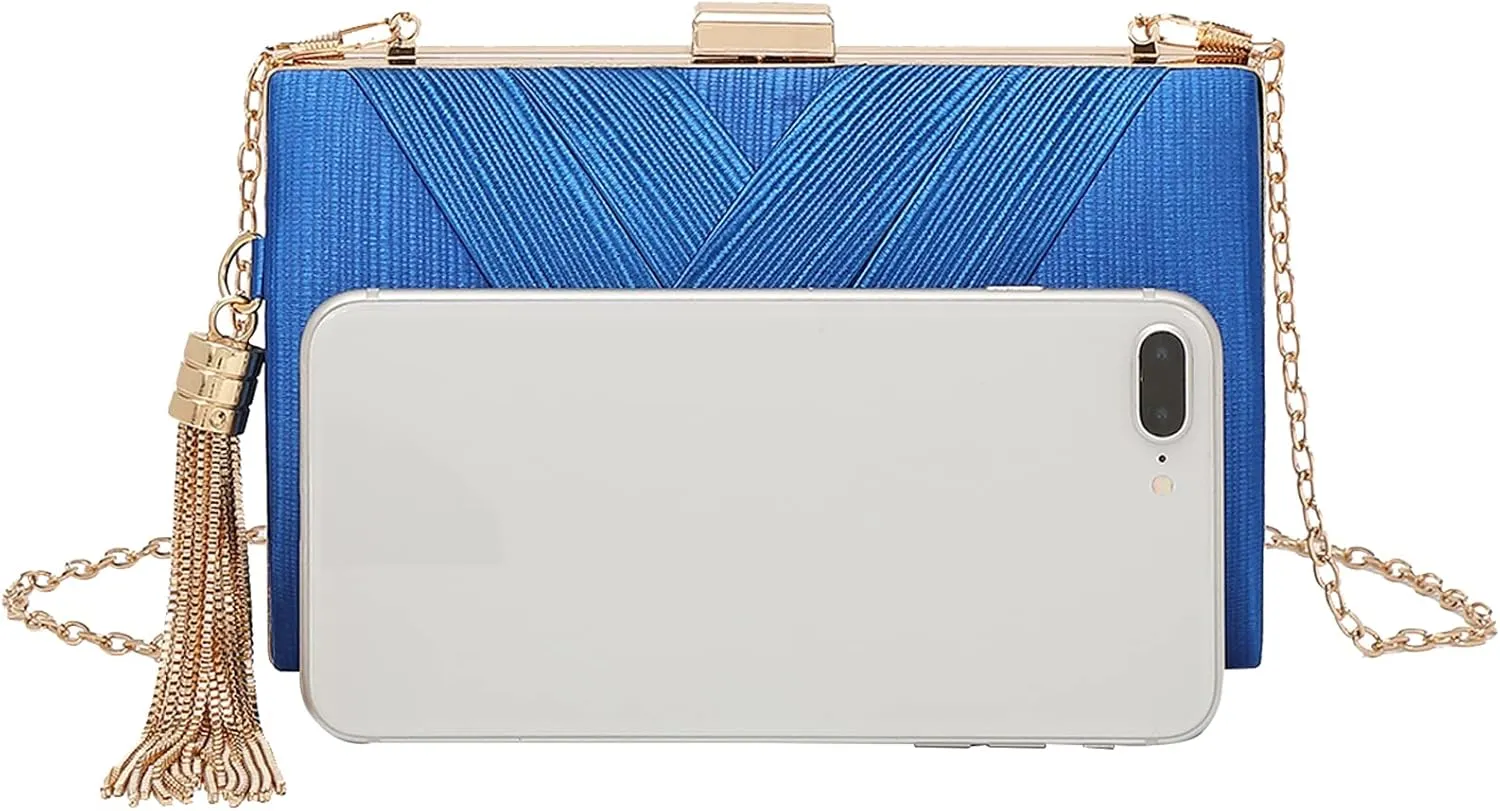 LETODE Women's Elegant Tassel Pendant Silk Evening Bag Clutch Purse for Bride Wedding Prom Night Out Party