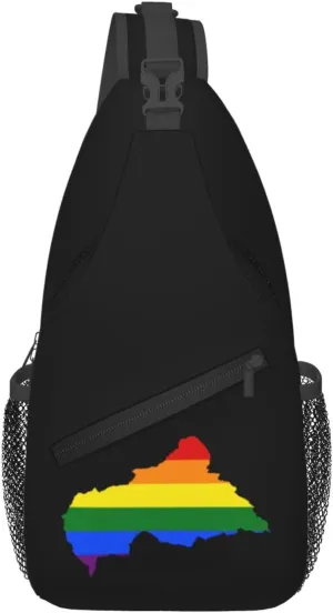 LGBT Flag Map Of The Central African Republic Crossbody Bags For Women Men Chest Backpack Gym Shoulder Bag Travel Outdoor Sports Casual Crossbody Bags