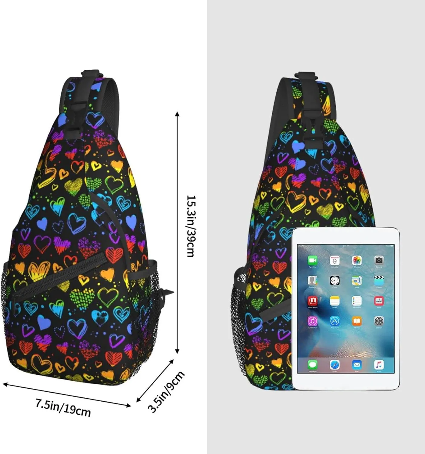 LGBT Sling Bag Crossbody Chest Daypack Casual Backpack Rainbow Animal Shoulder Bag For Travel Hiking Shopping