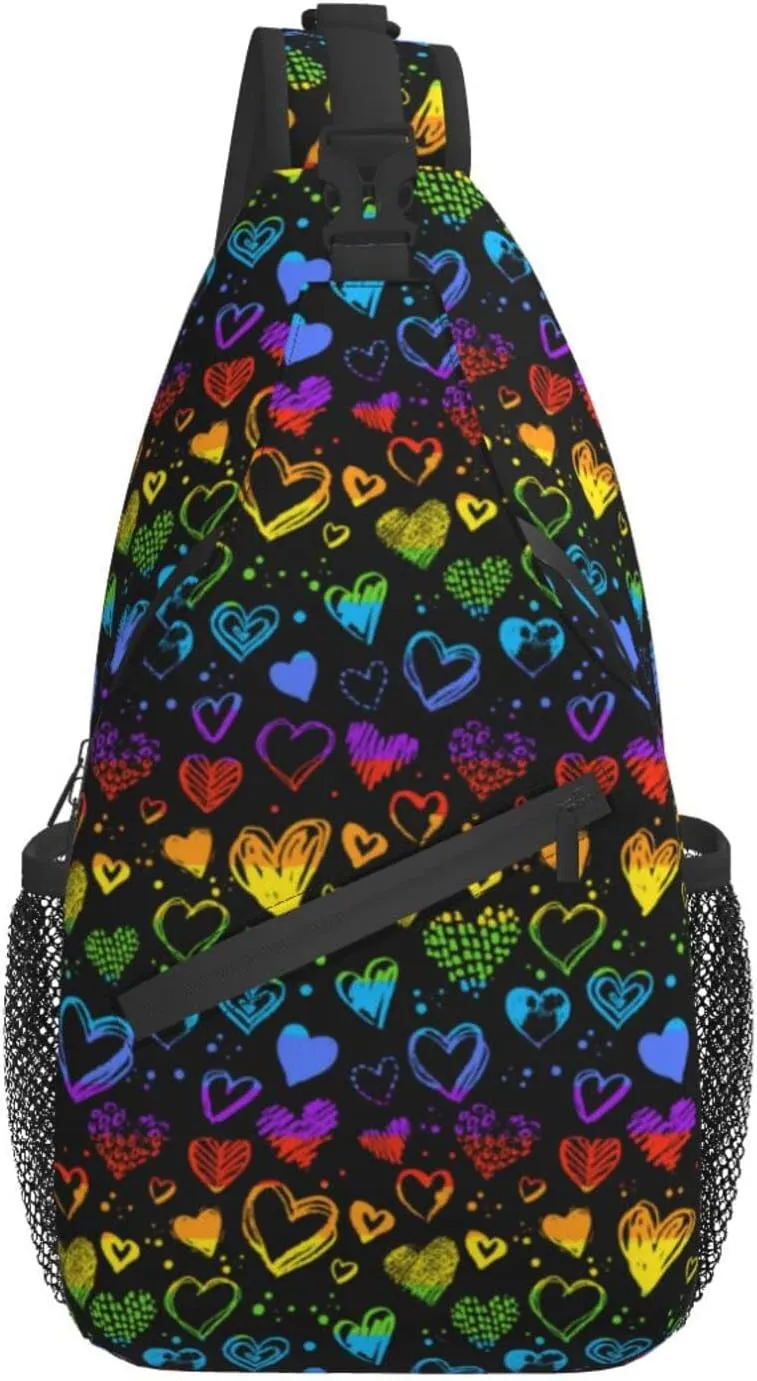 LGBT Sling Bag Crossbody Chest Daypack Casual Backpack Rainbow Animal Shoulder Bag For Travel Hiking Shopping
