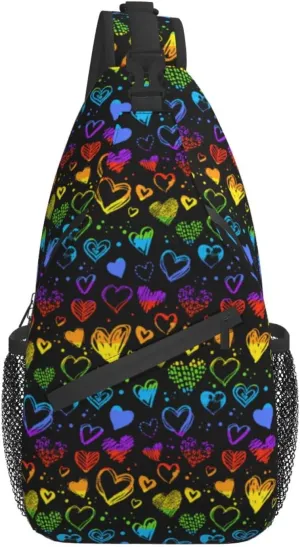 LGBT Sling Bag Crossbody Chest Daypack Casual Backpack Rainbow Animal Shoulder Bag For Travel Hiking Shopping