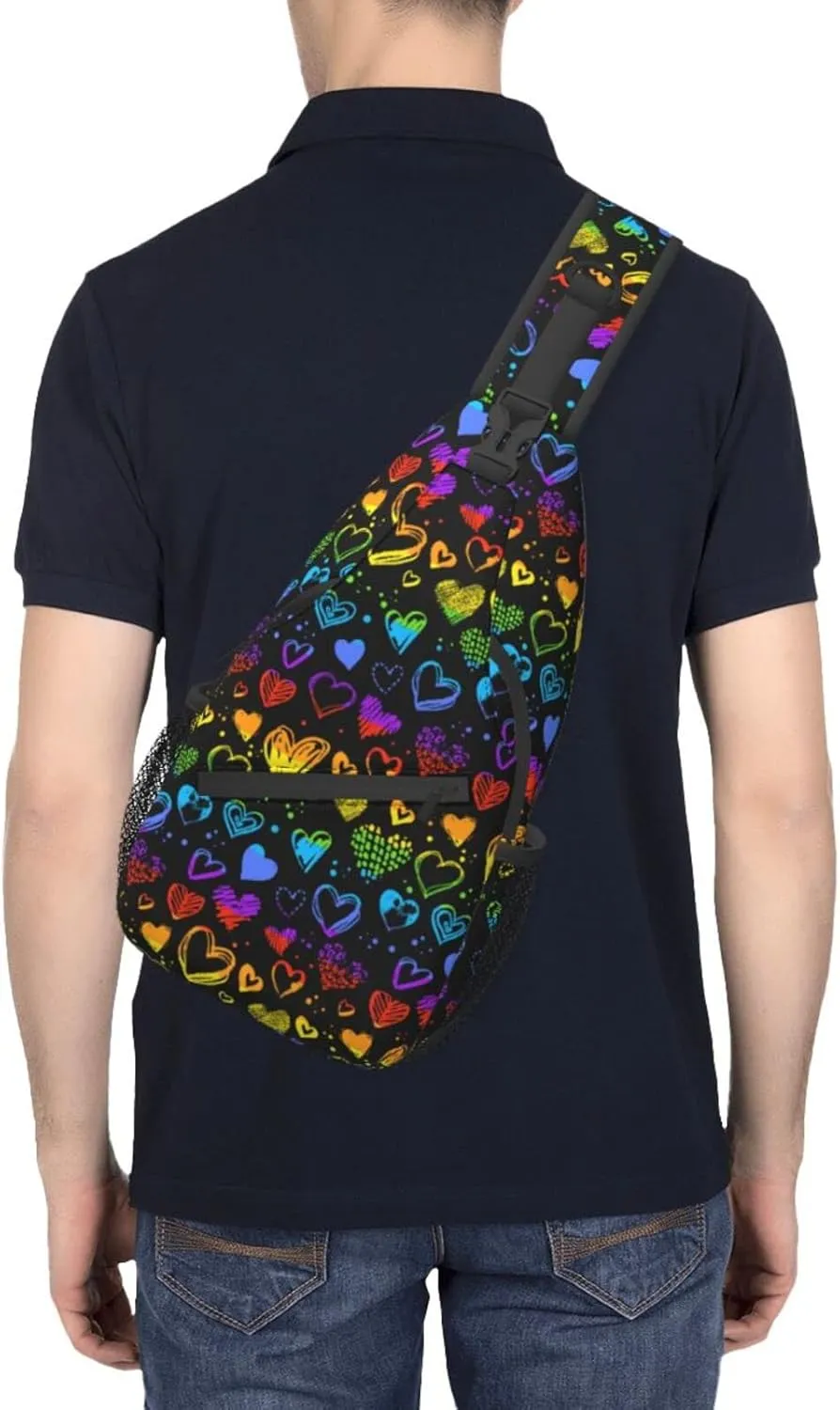 LGBT Sling Bag Crossbody Chest Daypack Casual Backpack Rainbow Animal Shoulder Bag For Travel Hiking Shopping