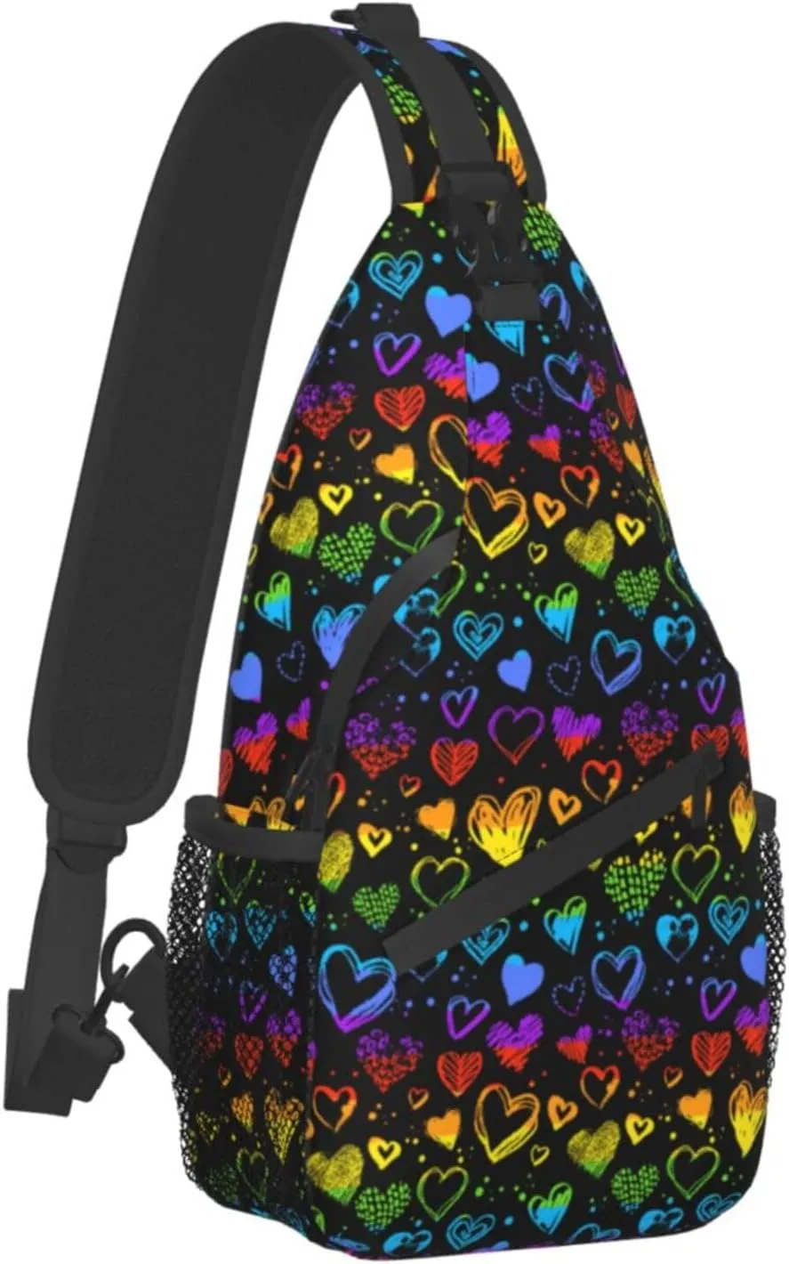 LGBT Sling Bag Crossbody Chest Daypack Casual Backpack Rainbow Animal Shoulder Bag For Travel Hiking Shopping