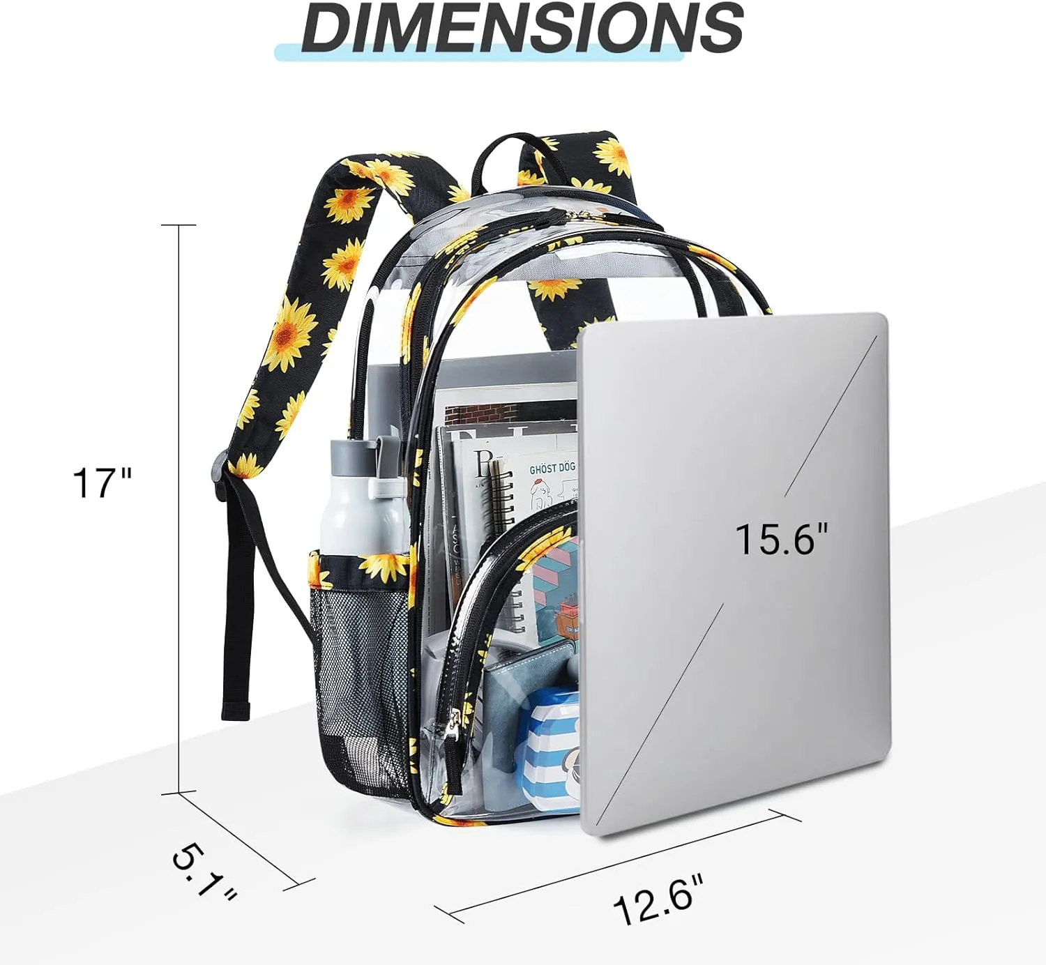 LIGHT FLIGHT Clear Backpack Heavy Duty Transparent Backpack Set See Through Bookbags Durable Backpacks for College, Security
