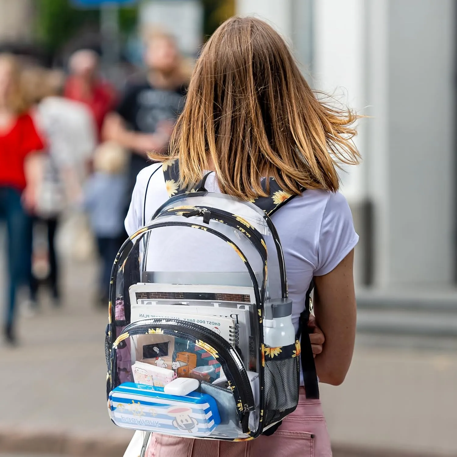 LIGHT FLIGHT Clear Backpack Heavy Duty Transparent Backpack Set See Through Bookbags Durable Backpacks for College, Security