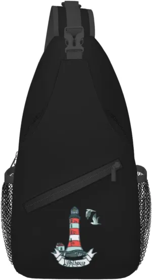Lighthouse Seagulls And Waves Crossbody Bags For Women Men Chest Backpack Gym Shoulder Bag Travel Outdoor Sports Casual Crossbody Bags