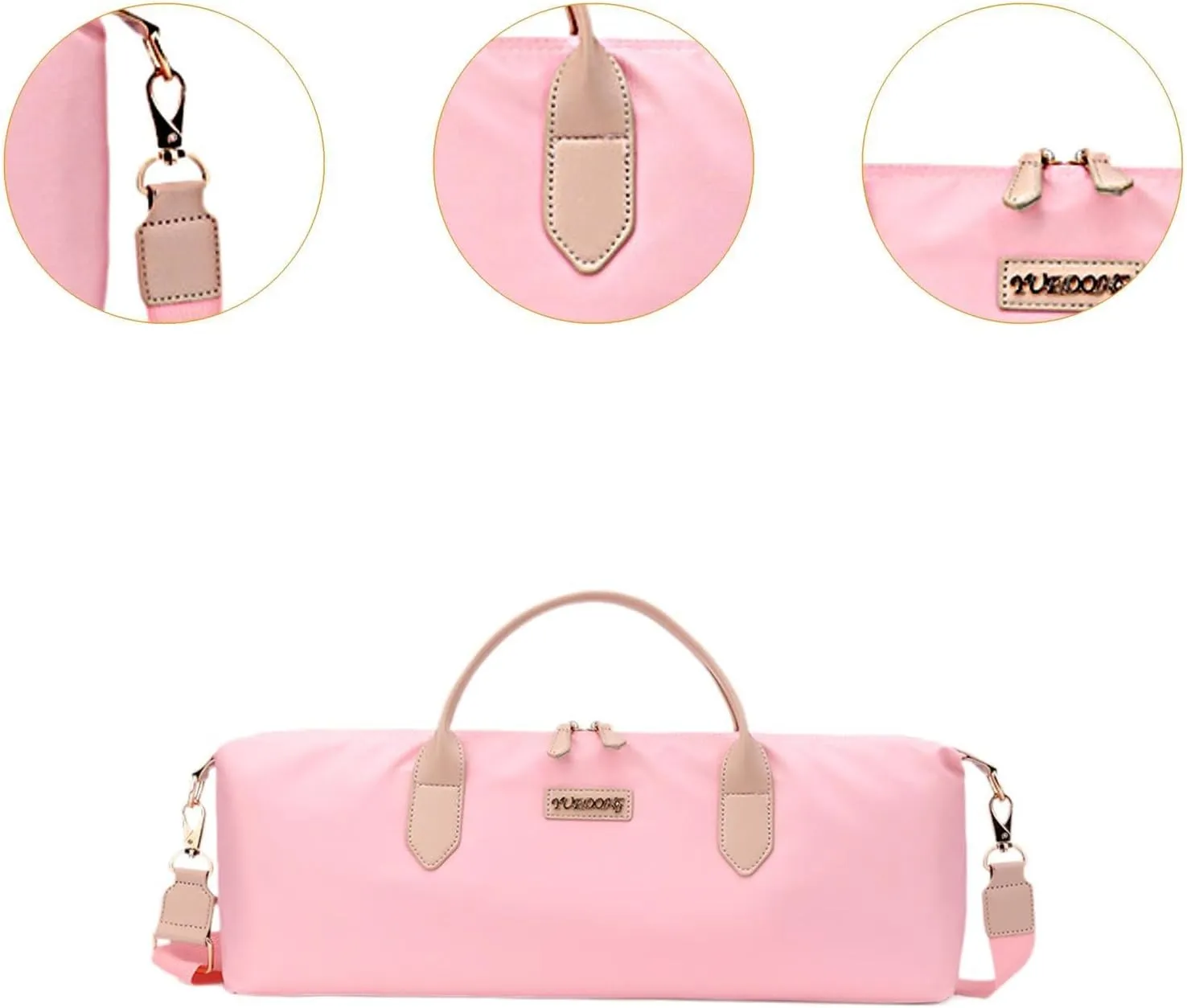 Lightweight Flute Handbag for Musicians 50x20x7cm with Shoulder Support, Pink
