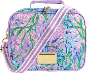 Lilly Pulitzer Insulated Lunch Box for Women, Cute Lunch Cooler Bag with Adjustable/Removable Shoulder Strap, Secret Escape