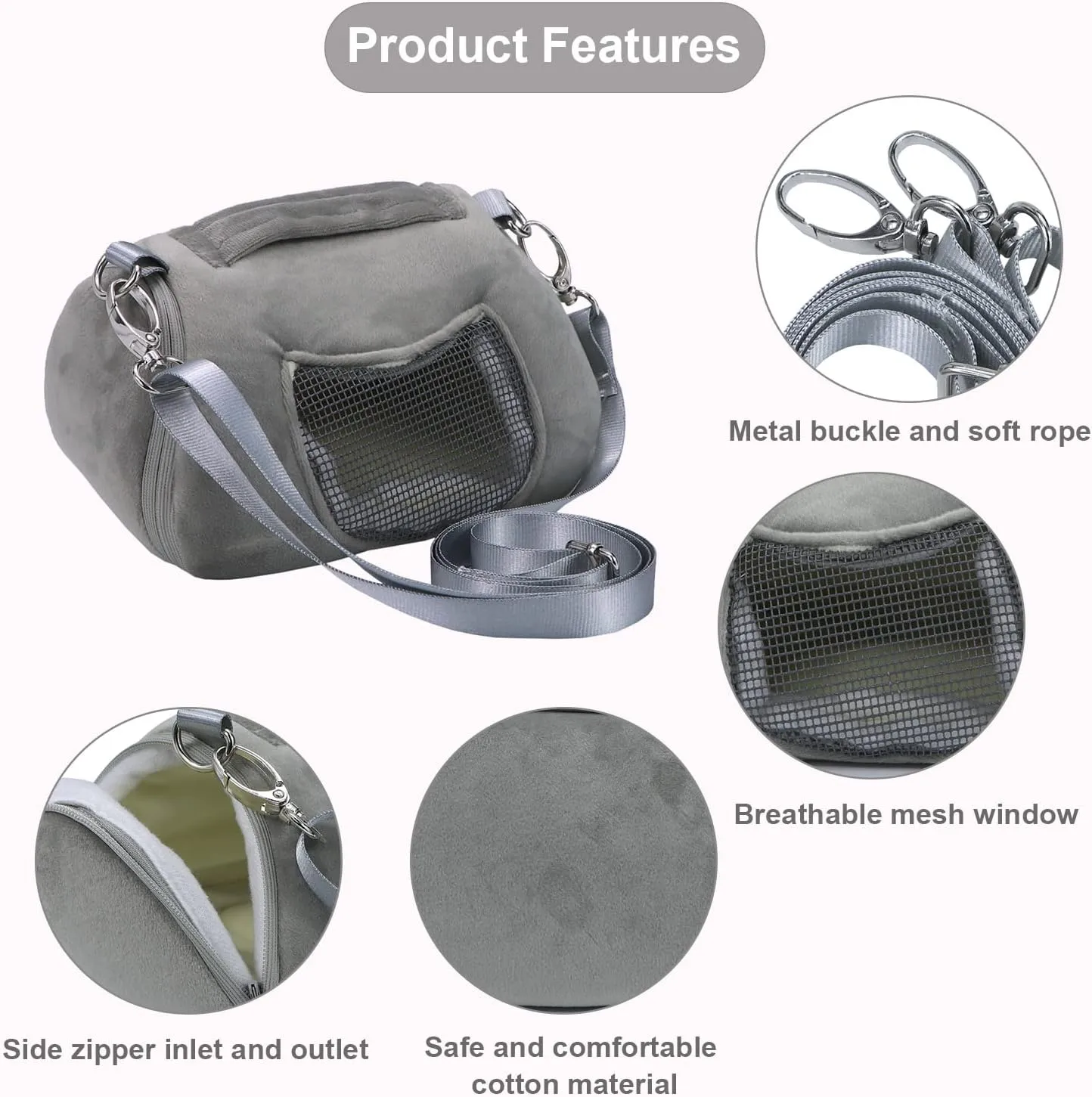 Litewoo Hamster Travel Carrier Portable Outgoing Breathable with Adjustable Shoulder Strap Pet Carrying Bag for Sugar Glider Hamster Rat Chipmunk
