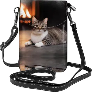 LLKGO TWarm Fireplace Pattern Crossbody bag, mobile phone bag, women's small wallet, a practical gift suitable for going out, exercising, and shopping