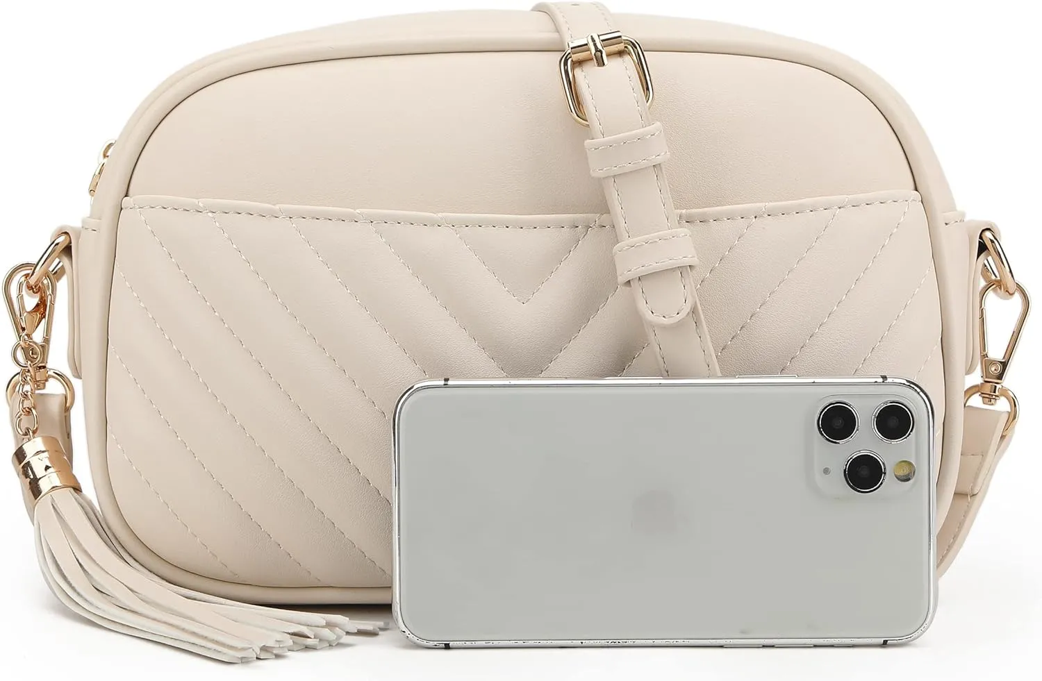 lola mae Quilted Crossbody Bag, Medium Lightweight Shoulder Purse Top Zipper Tassel Accent