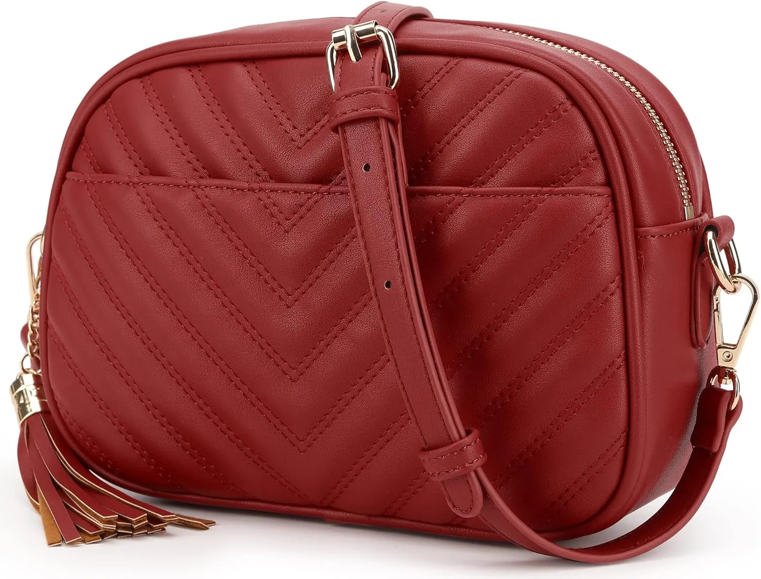 lola mae Quilted Crossbody Bag, Medium Lightweight Shoulder Purse Top Zipper Tassel Accent