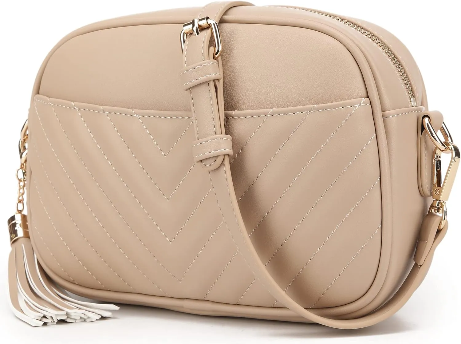lola mae Quilted Crossbody Bag, Medium Lightweight Shoulder Purse Top Zipper Tassel Accent