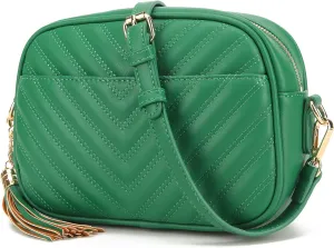 lola mae Quilted Crossbody Bag, Medium Lightweight Shoulder Purse Top Zipper Tassel Accent
