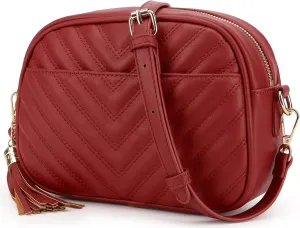 lola mae Quilted Crossbody Bag, Medium Lightweight Shoulder Purse Top Zipper Tassel Accent